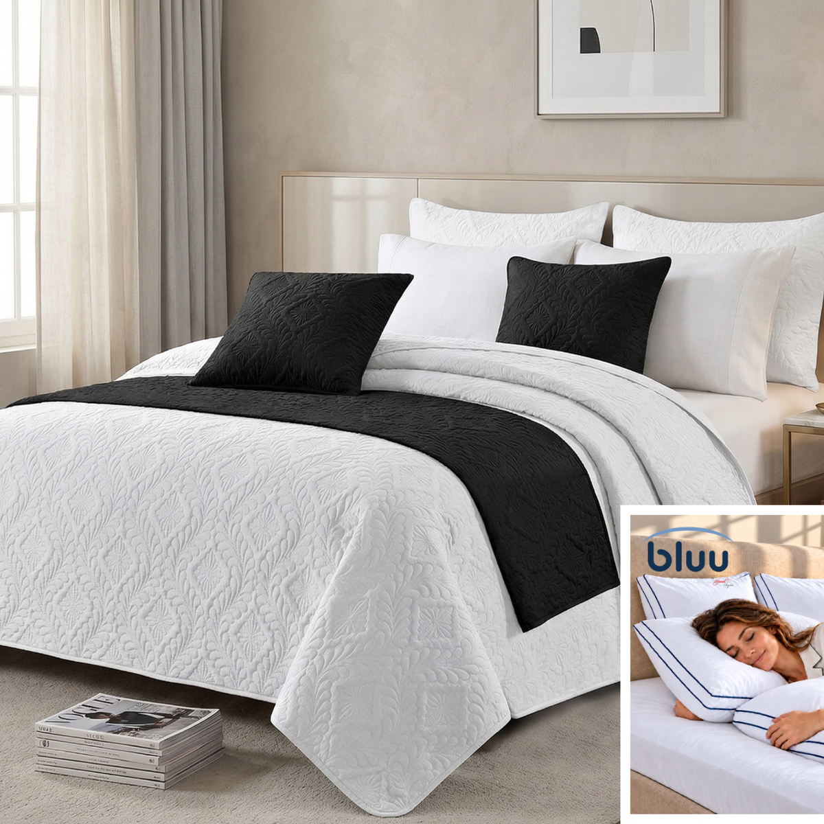 Set Diamante de 6 Piezas más 2 Almohadas bluu Premium