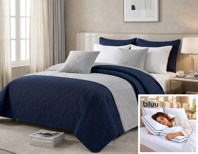Set Diamante de 6 Piezas más 2 Almohadas bluu Premium