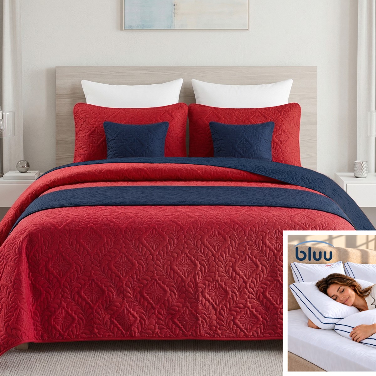 Set Diamante de 6 Piezas más 2 Almohadas bluu Premium