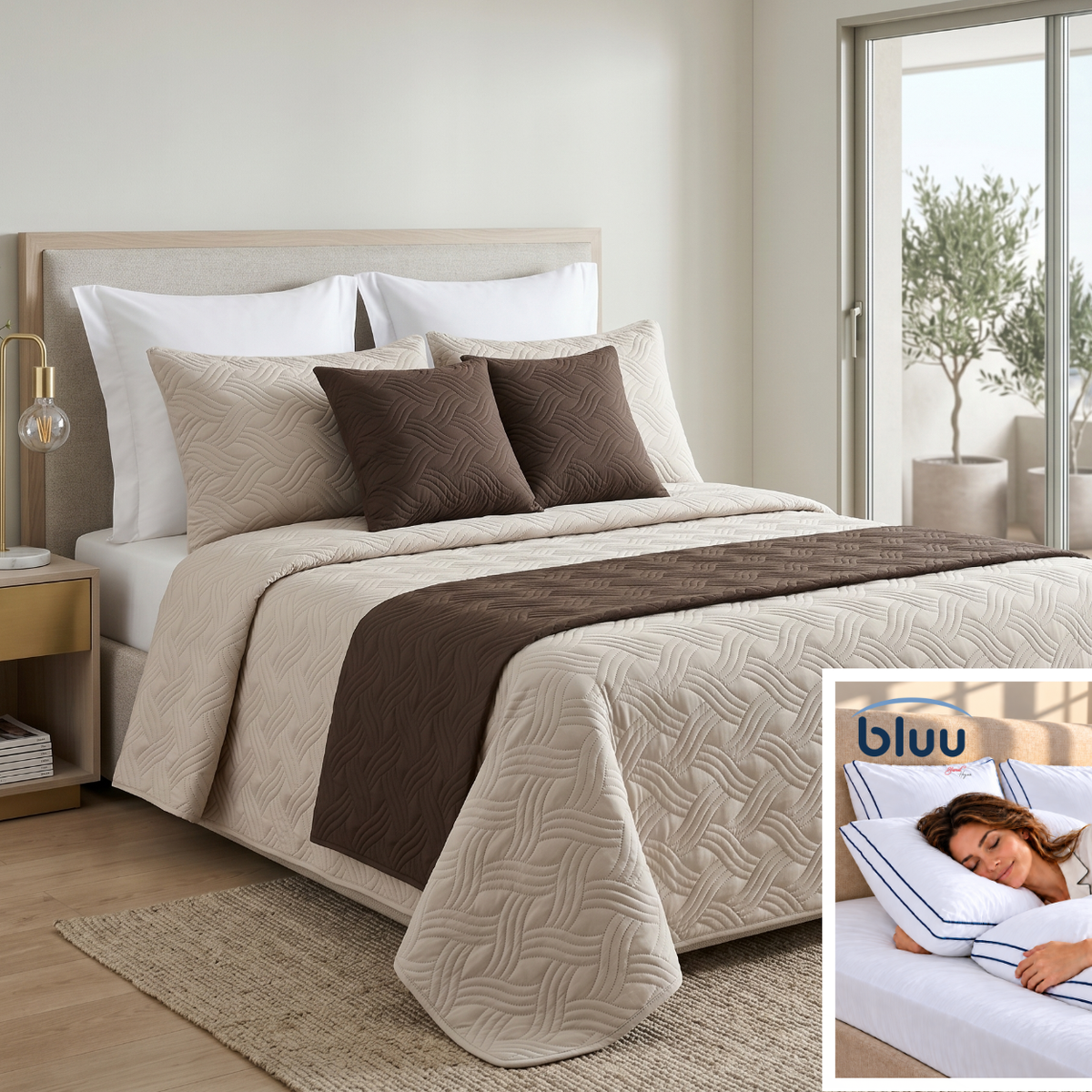 Set Monarca de 6 Piezas más 2 Almohadas bluu Premium