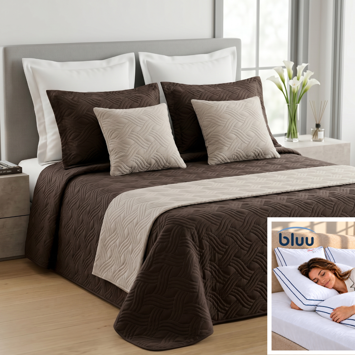 Set Monarca de 6 Piezas más 2 Almohadas bluu Premium