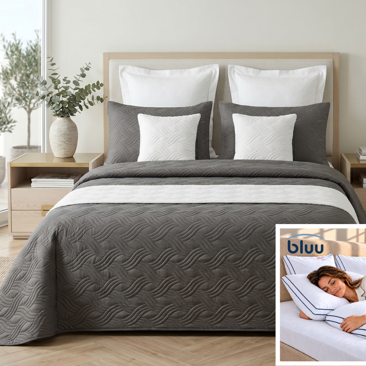 Set Monarca de 6 Piezas más 2 Almohadas bluu Premium