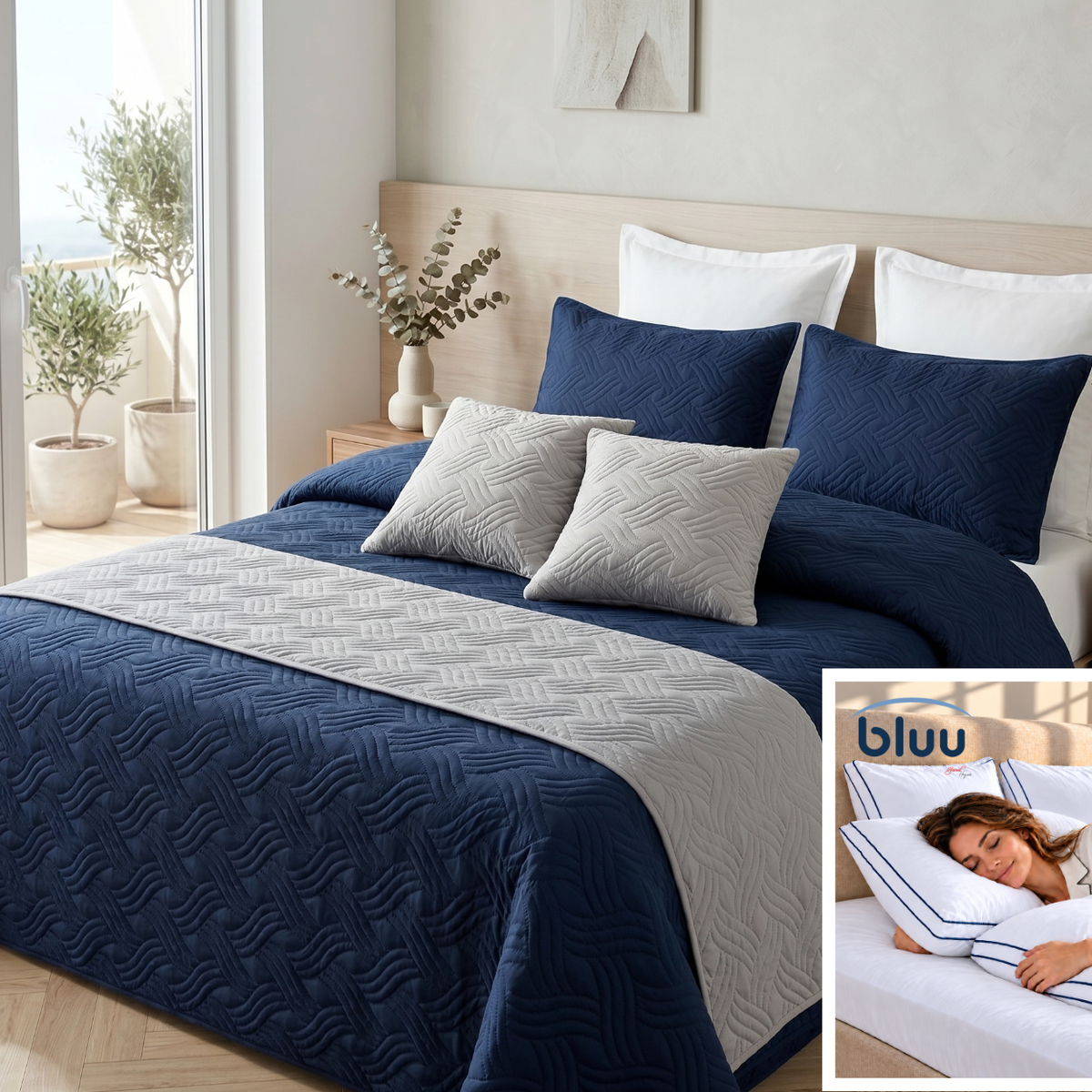 Set Monarca de 6 Piezas más 2 Almohadas bluu Premium