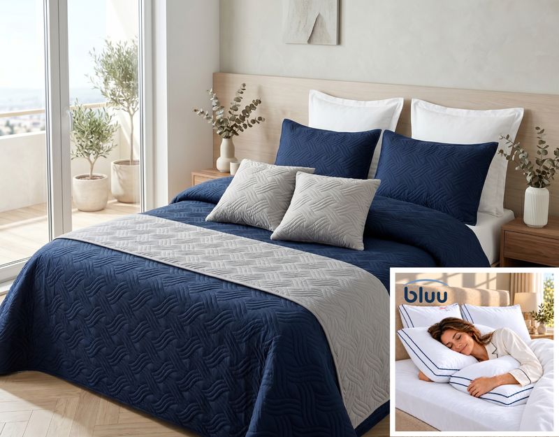 Set Monarca de 6 Piezas más 2 Almohadas bluu Premium