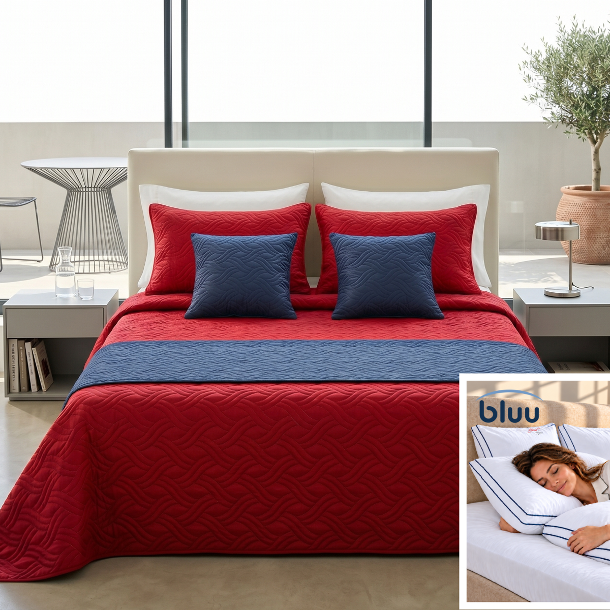 Set Monarca de 6 Piezas más 2 Almohadas bluu Premium