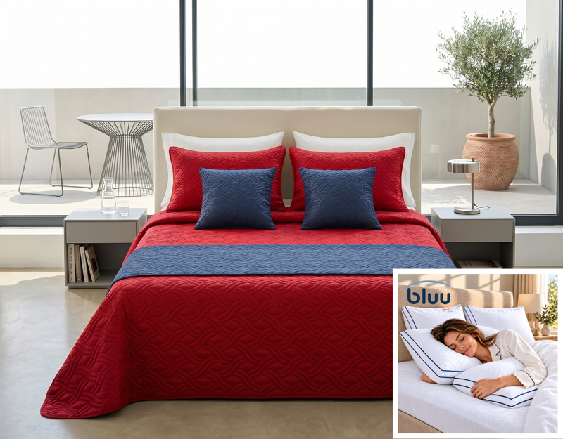 Set Monarca de 6 Piezas más 2 Almohadas bluu Premium