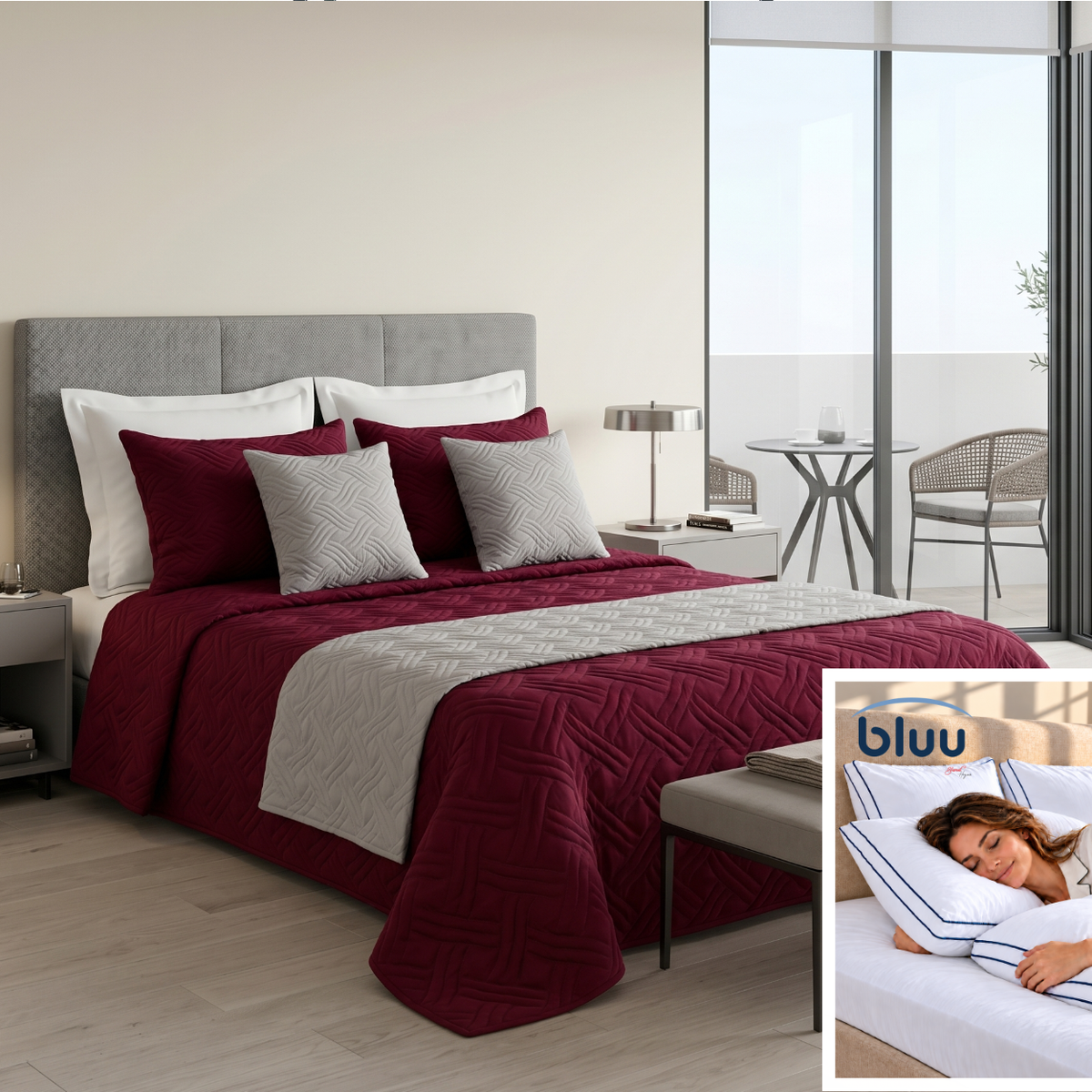 Set Monarca de 6 Piezas más 2 Almohadas bluu Premium