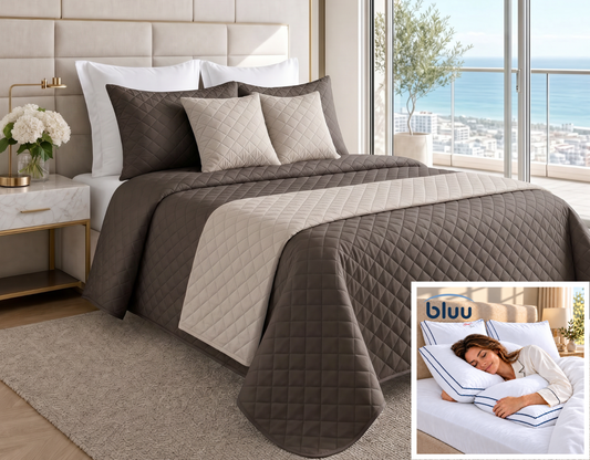 Set Rombos de 6 Piezas más 2 Almohadas bluu Premium