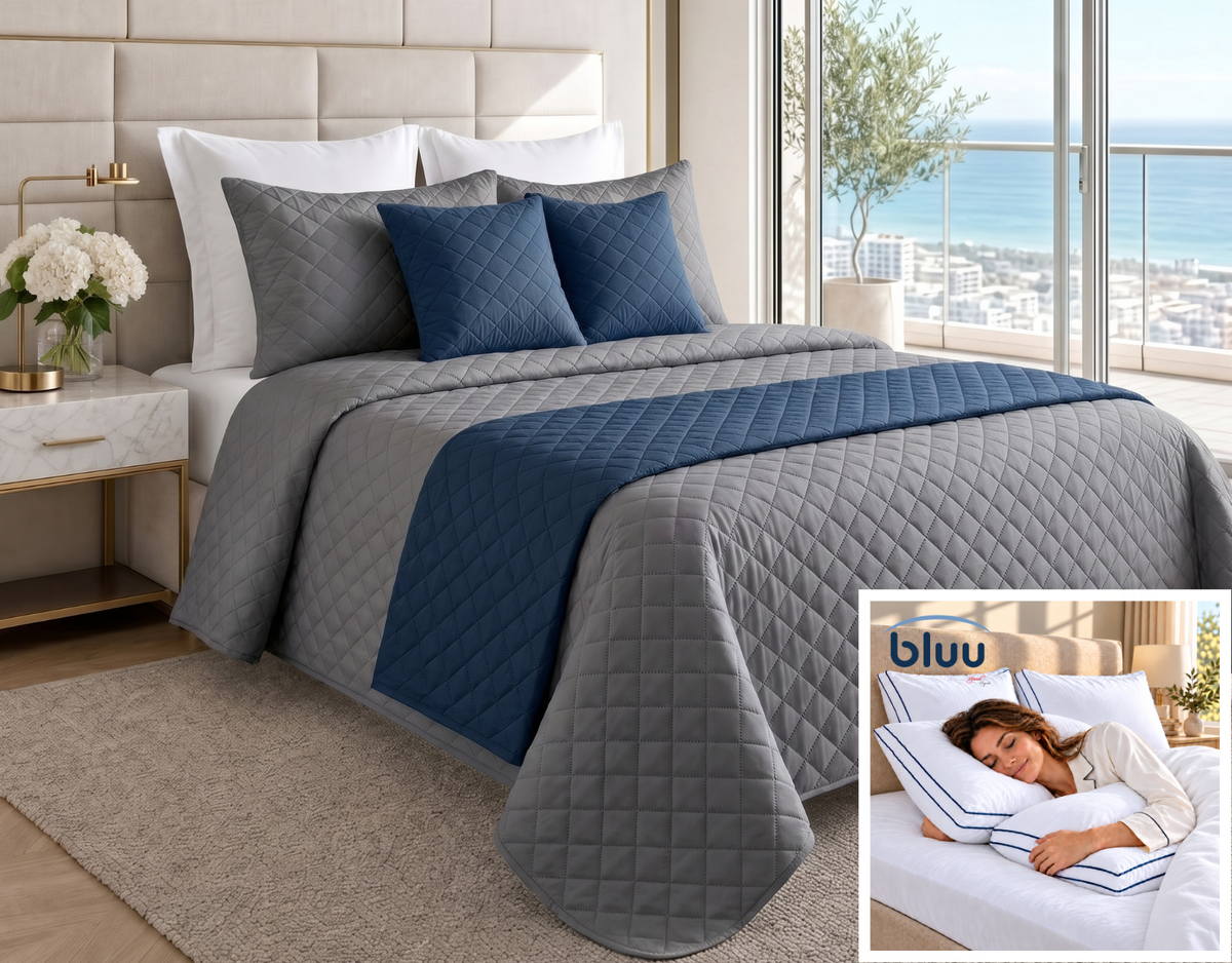 Set Rombos de 6 Piezas más 2 Almohadas bluu Premium